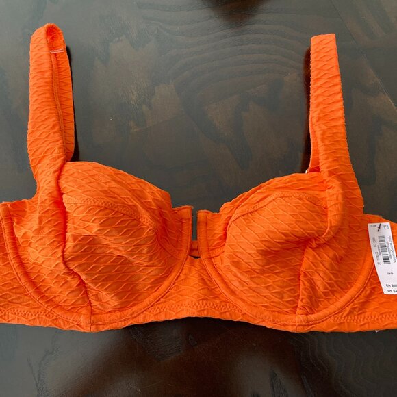 Victoria's Secret Swim Mix & Match Full Coverage Bikini Top Orange - SZ 36D  NEW - Picture 1 of 7